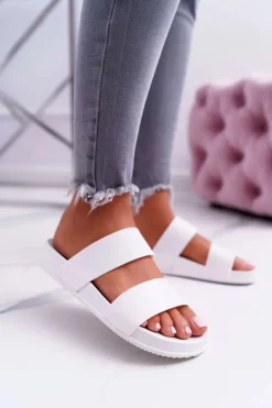 Boto Klapki Sportowe|Klapki Damskie Klasyczne*Damskie Klapki Białe Viane