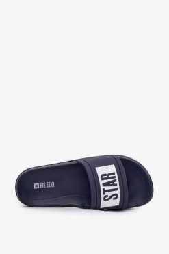 Big Star Shoes Klapki Damskie Klasyczne|Klapki Damskie Big Star*Damskie Klapki Big Star DD274A265 Granatowo-Białe Niebieski