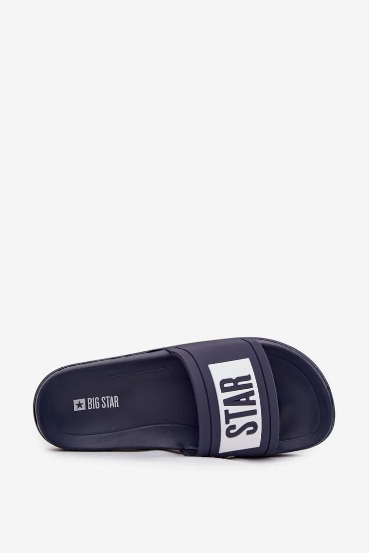 Big Star Shoes Klapki Damskie Klasyczne|Klapki Damskie Big Star*Damskie Klapki Big Star DD274A265 Granatowo-Białe Niebieski