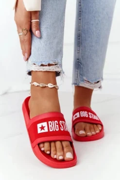 Big Star Shoes Klapki Damskie Big Star|Klapki Damskie Klasyczne*Damskie Klapki Big Star HH274A014 Czerwone