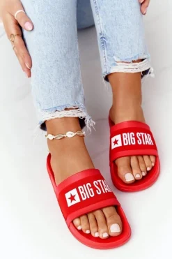Big Star Shoes Klapki Damskie Big Star|Klapki Damskie Klasyczne*Damskie Klapki Big Star HH274A014 Czerwone