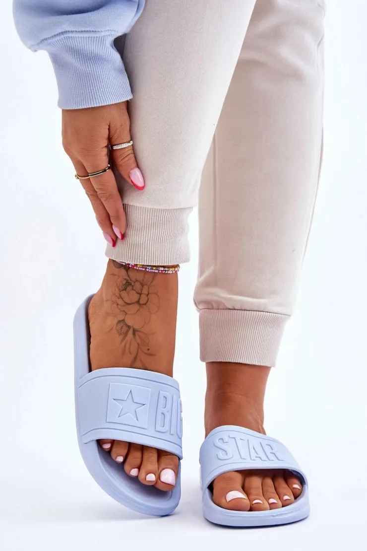 Damskie Big Star Shoes Damskie Klapki Big Star HH274A042 Jasnoniebieskie