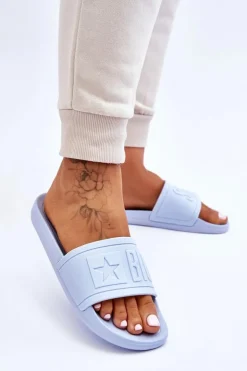 Damskie Big Star Shoes Damskie Klapki Big Star HH274A042 Jasnoniebieskie