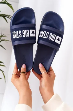 Damskie Big Star Shoes Damskie Klapki Big Star HH274A015 Granatowe