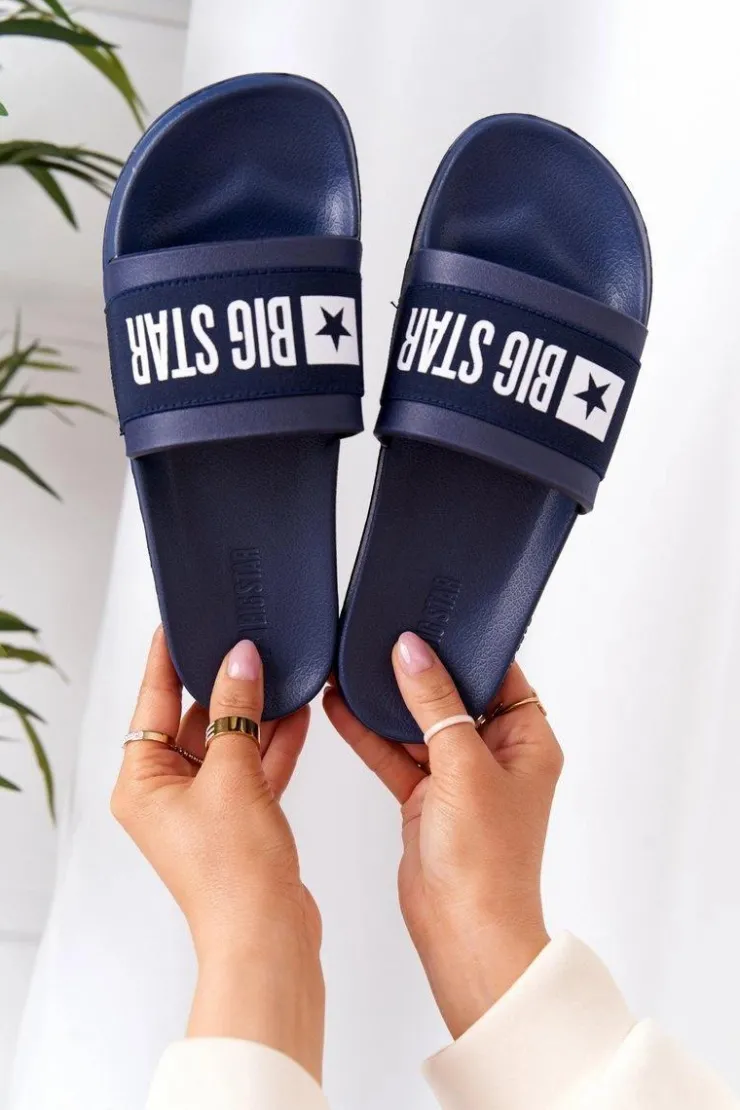 Damskie Big Star Shoes Damskie Klapki Big Star HH274A015 Granatowe
