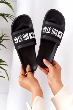Sale Big Star Shoes Damskie Klapki Big Star HH274A013 Czarne