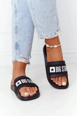 Sale Big Star Shoes Damskie Klapki Big Star HH274A013 Czarne