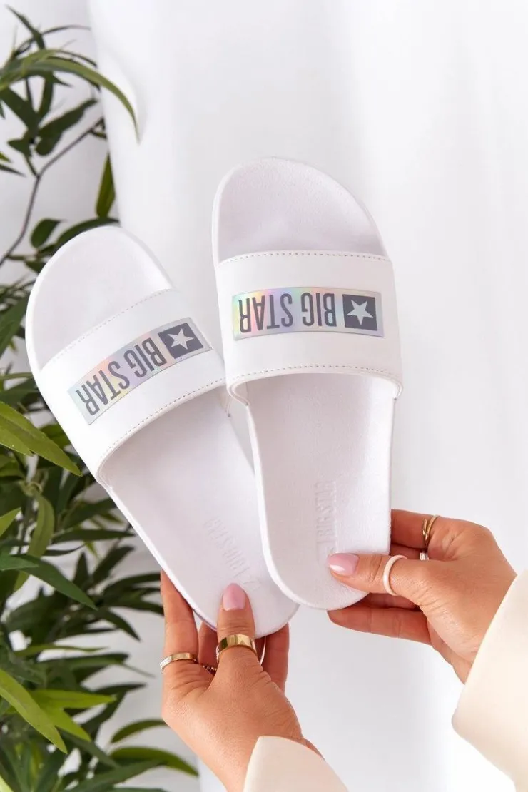 Clearance Big Star Shoes Damskie Klapki Big Star HH274A035 Białe