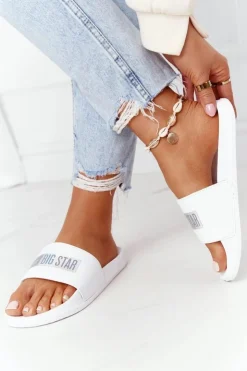 Clearance Big Star Shoes Damskie Klapki Big Star HH274A035 Białe