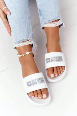 Clearance Big Star Shoes Damskie Klapki Big Star HH274A035 Białe