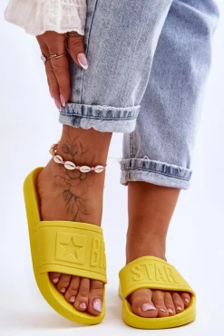 Best Big Star Shoes Damskie Klapki Big Star HH274A040 Żółte