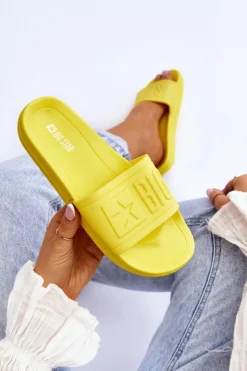 Best Big Star Shoes Damskie Klapki Big Star HH274A040 Żółte