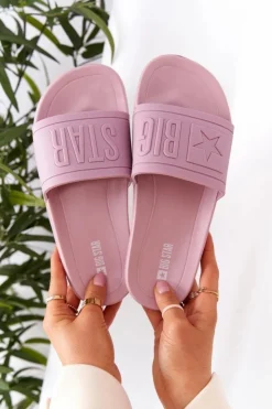 Big Star Shoes Klapki Damskie Big Star|Klapki Damskie Klasyczne*Damskie Klapki Big Star HH274A041 Pudrowy Róż