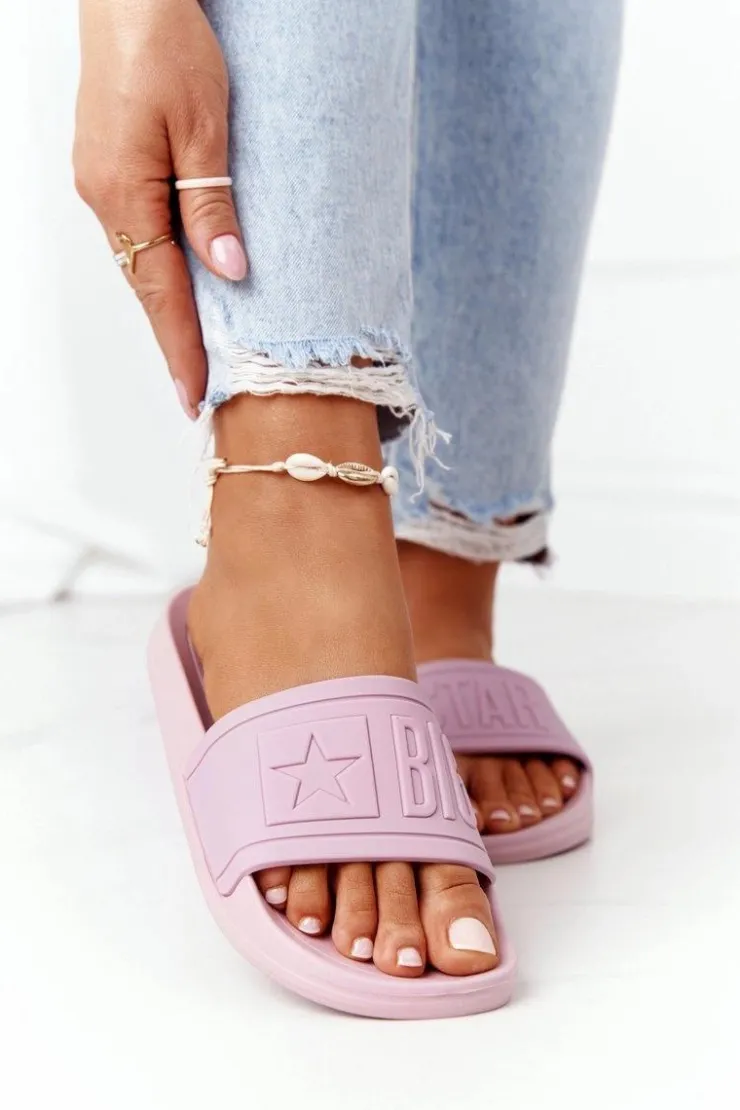 Big Star Shoes Klapki Damskie Big Star|Klapki Damskie Klasyczne*Damskie Klapki Big Star HH274A041 Pudrowy Róż