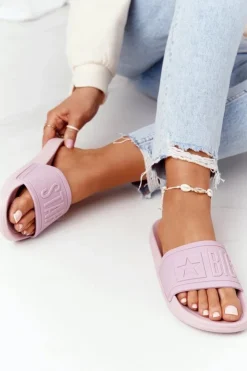 Big Star Shoes Klapki Damskie Big Star|Klapki Damskie Klasyczne*Damskie Klapki Big Star HH274A041 Pudrowy Róż