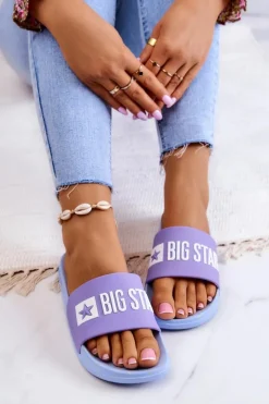 Outlet Big Star Shoes Damskie Klapki Big Star JJ274A525 Fioletowo-Niebieskie