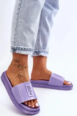 Outlet Big Star Shoes Damskie Klapki Big Star JJ274A304 Fioletowe