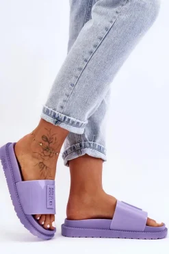 Outlet Big Star Shoes Damskie Klapki Big Star JJ274A304 Fioletowe