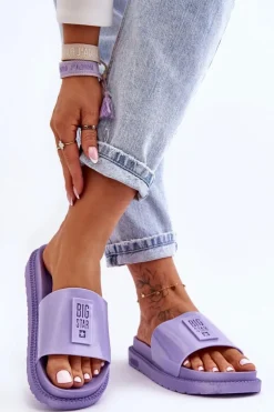 Outlet Big Star Shoes Damskie Klapki Big Star JJ274A304 Fioletowe