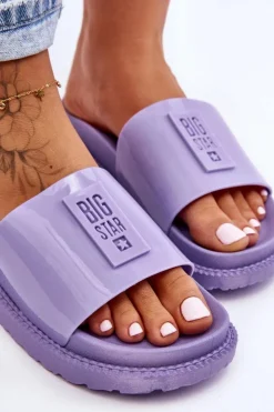 Outlet Big Star Shoes Damskie Klapki Big Star JJ274A304 Fioletowe