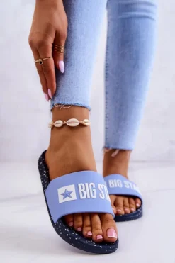 Big Star Shoes Klapki Sportowe|Klapki Damskie Big Star*Damskie Klapki Big Star JJ274A526 Niebieskie