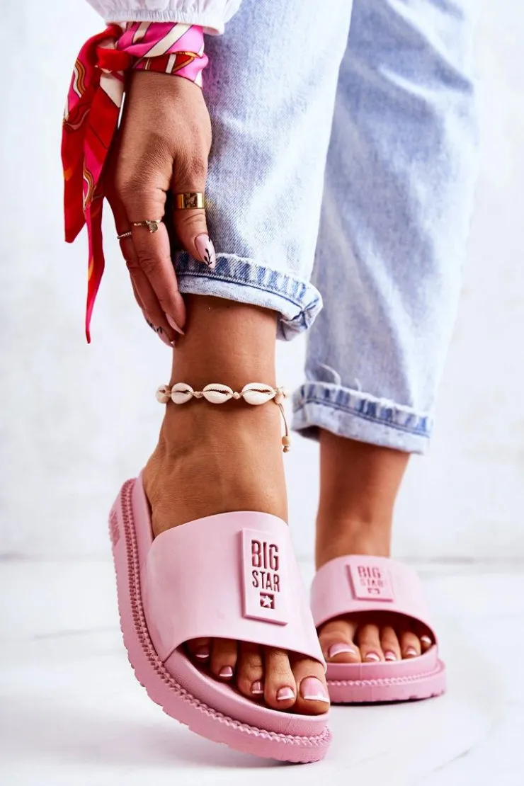 Damskie Big Star Shoes Damskie Klapki Big Star JJ274A303 Różowe