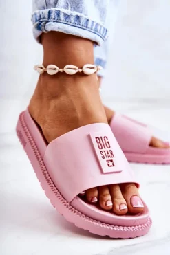 Damskie Big Star Shoes Damskie Klapki Big Star JJ274A303 Różowe