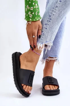 Damskie Big Star Shoes Damskie Klapki Big Star LL274429 Czarne