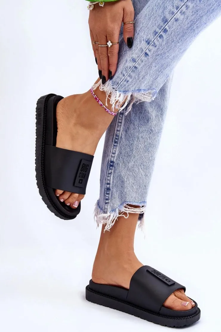 Damskie Big Star Shoes Damskie Klapki Big Star LL274429 Czarne