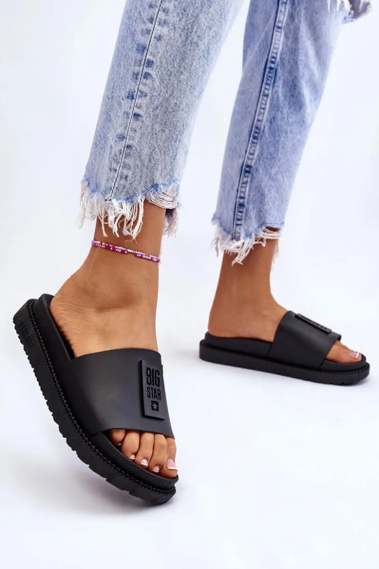 Damskie Big Star Shoes Damskie Klapki Big Star LL274429 Czarne