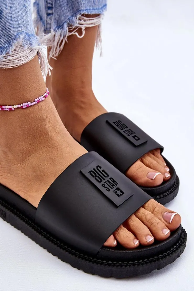 Damskie Big Star Shoes Damskie Klapki Big Star LL274429 Czarne