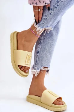 Big Star Shoes Klapki Sportowe|Klapki Damskie Big Star*Damskie Klapki Big Star LL274427 Żółte Żółty