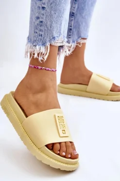 Big Star Shoes Klapki Sportowe|Klapki Damskie Big Star*Damskie Klapki Big Star LL274427 Żółte Żółty