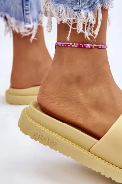 Big Star Shoes Klapki Sportowe|Klapki Damskie Big Star*Damskie Klapki Big Star LL274427 Żółte Żółty