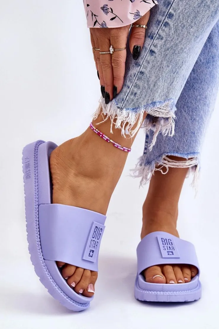 Damskie Big Star Shoes Damskie Klapki Big Star LL274431 Jasnofioletowe