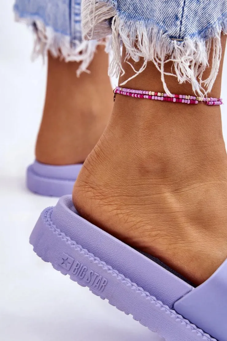 Damskie Big Star Shoes Damskie Klapki Big Star LL274431 Jasnofioletowe