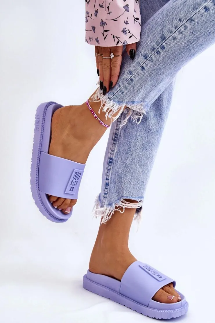 Damskie Big Star Shoes Damskie Klapki Big Star LL274431 Jasnofioletowe