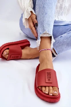 Big Star Shoes Klapki Sportowe|Klapki Damskie Big Star*Damskie Klapki Big Star LL274430 Czerwone Czerwony