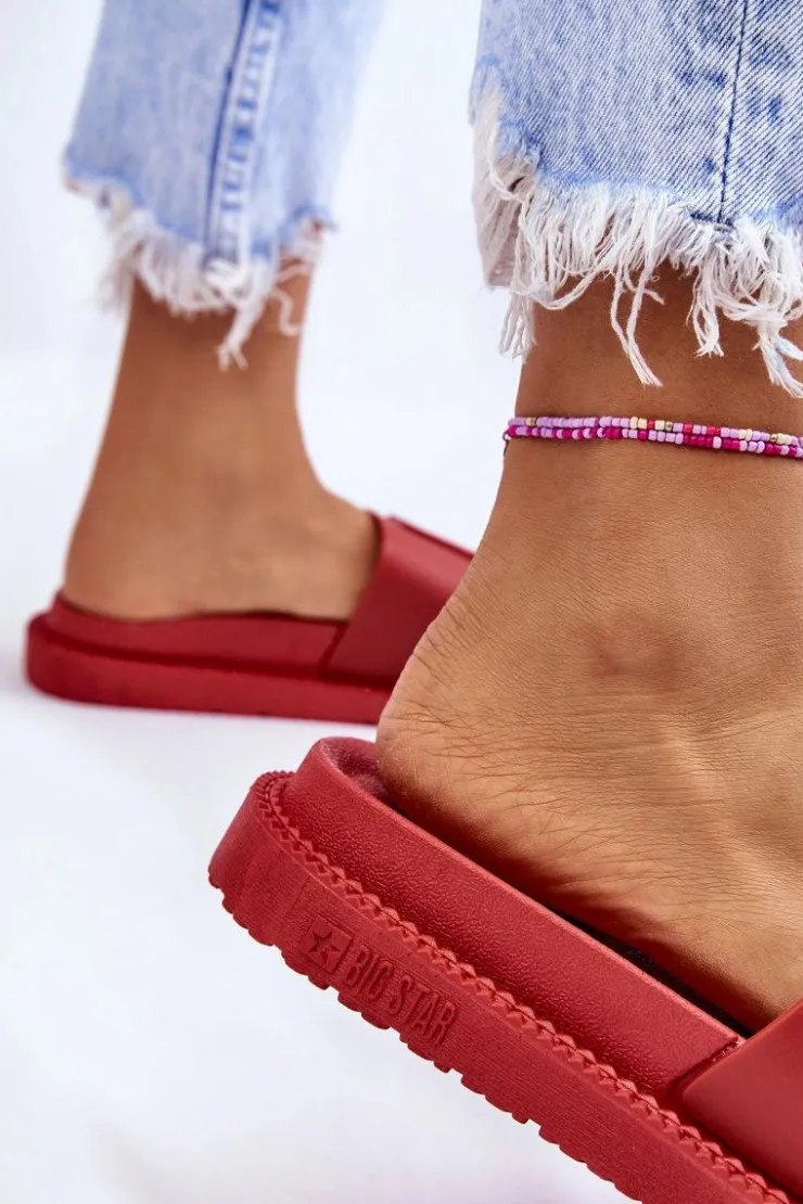 Big Star Shoes Klapki Sportowe|Klapki Damskie Big Star*Damskie Klapki Big Star LL274430 Czerwone Czerwony