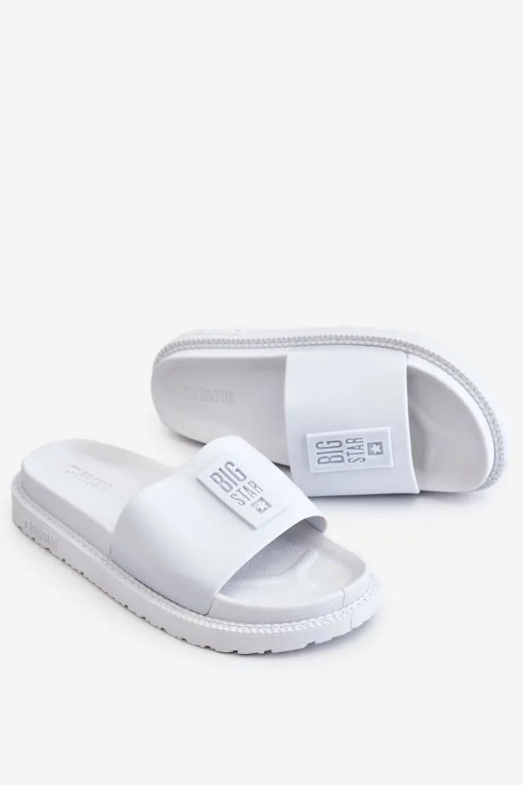 Sale Big Star Shoes Damskie Klapki Big Star LL274428 Białe Biały