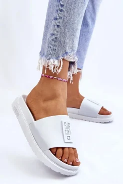 Sale Big Star Shoes Damskie Klapki Big Star LL274428 Białe Biały