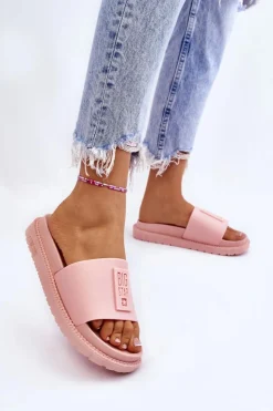 Sale Big Star Shoes Damskie Klapki Big Star LL274425 Jasnoróżowe Różowy