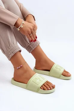 New Big Star Shoes Damskie Klapki Big Star NN274A646 Limonkowe