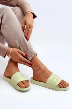 New Big Star Shoes Damskie Klapki Big Star NN274A646 Limonkowe