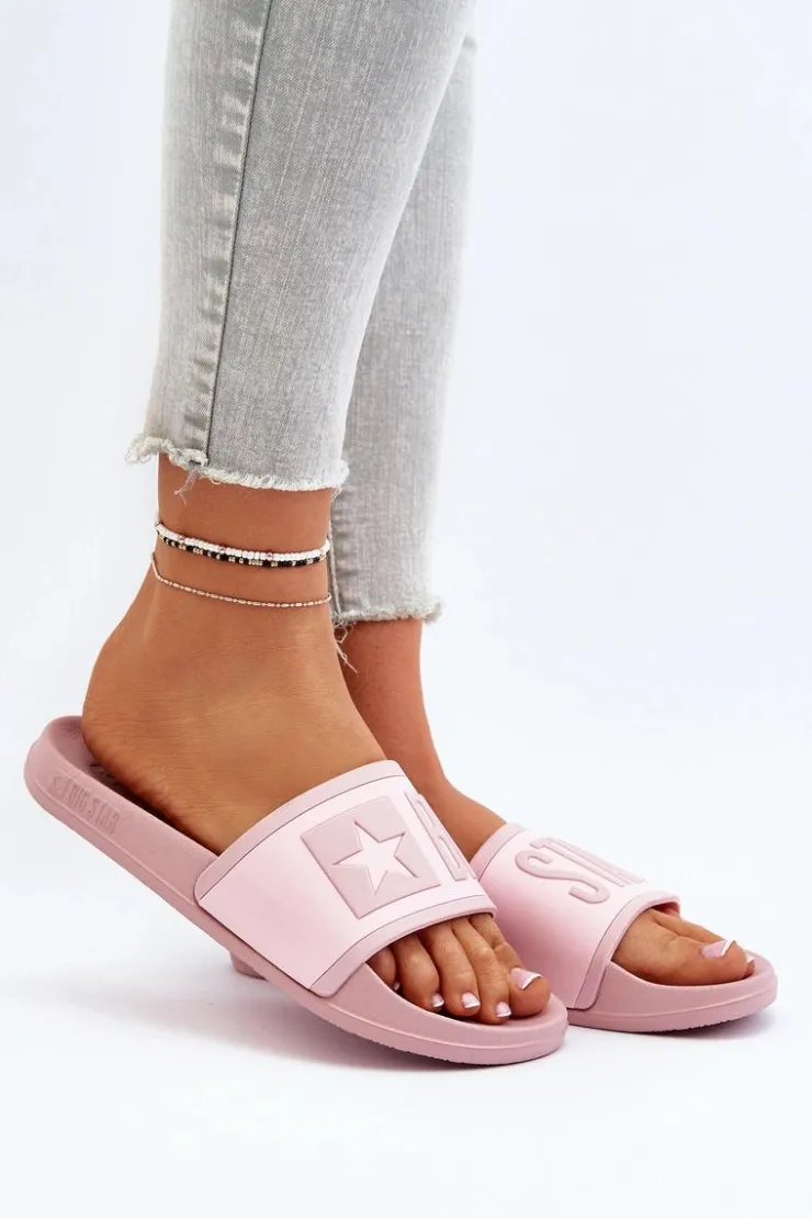 Sale Big Star Shoes Damskie Klapki Big Star NN274A647 Różowe Różowy