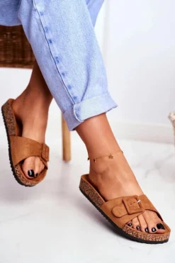 Damskie Boto Damskie Klapki Brązowe Sprzączka Regulacja Rosaline