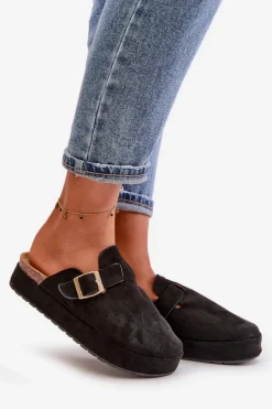 Boto Klapki Na Platformie|Klapki Damskie Klasyczne*Damskie Klapki Chodaki Na Platformie Ze Złotą Klamrą Czarne Terilaina