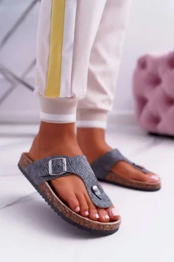 Damskie Boto Damskie Klapki Ciemnoszare Japonki Baisan