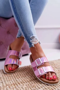 Big Star Shoes Klapki Damskie Big Star|Klapki Damskie Klasyczne*Damskie Klapki Fioletowe Big Star DD274136