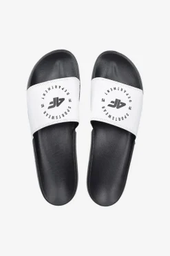 4F Klapki Sportowe|Klapki Damskie Klasyczne*Damskie Klapki MM00FFLIF044A-10S Biało-Czarne Biały